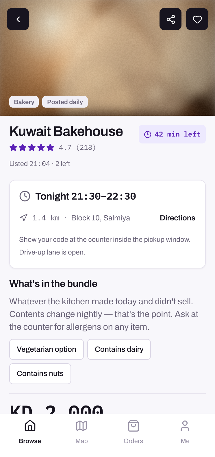Reserve in the Bugsha app
